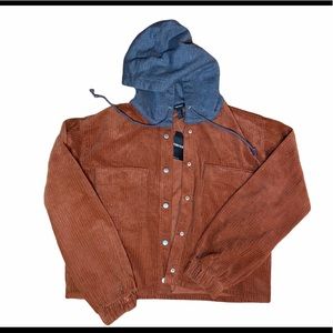 Forever 21 Corduroy Rust Hooded Jacket Medium NWT